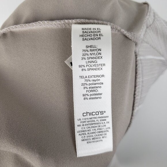 Chicos Perfect Stretch Pull On Skort 1 M Beige Stripe Travel Golf Casual Pockets - Picture 7 of 9